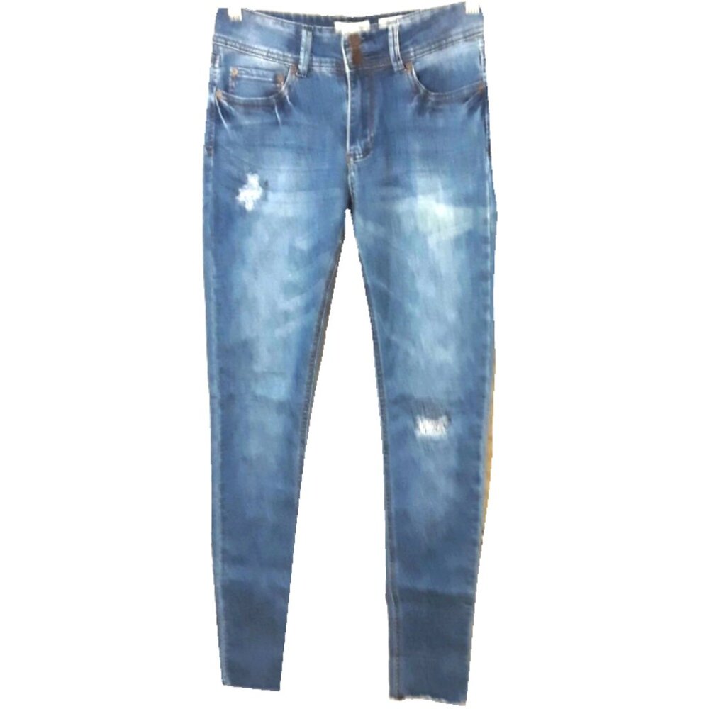 RARE Indigo Rein Ankle Skinny Distressed Graffiti Jeans